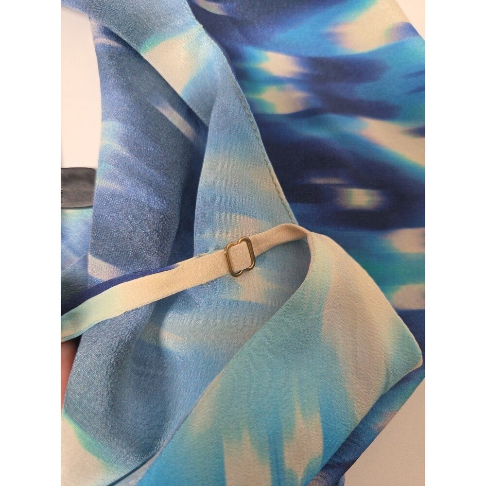 NEW WITH TAGS VIX PAULA HERMANNY 100% SILK BLUE WHITE COVER UP DRESS sz L RESORT - Picture 6 of 8